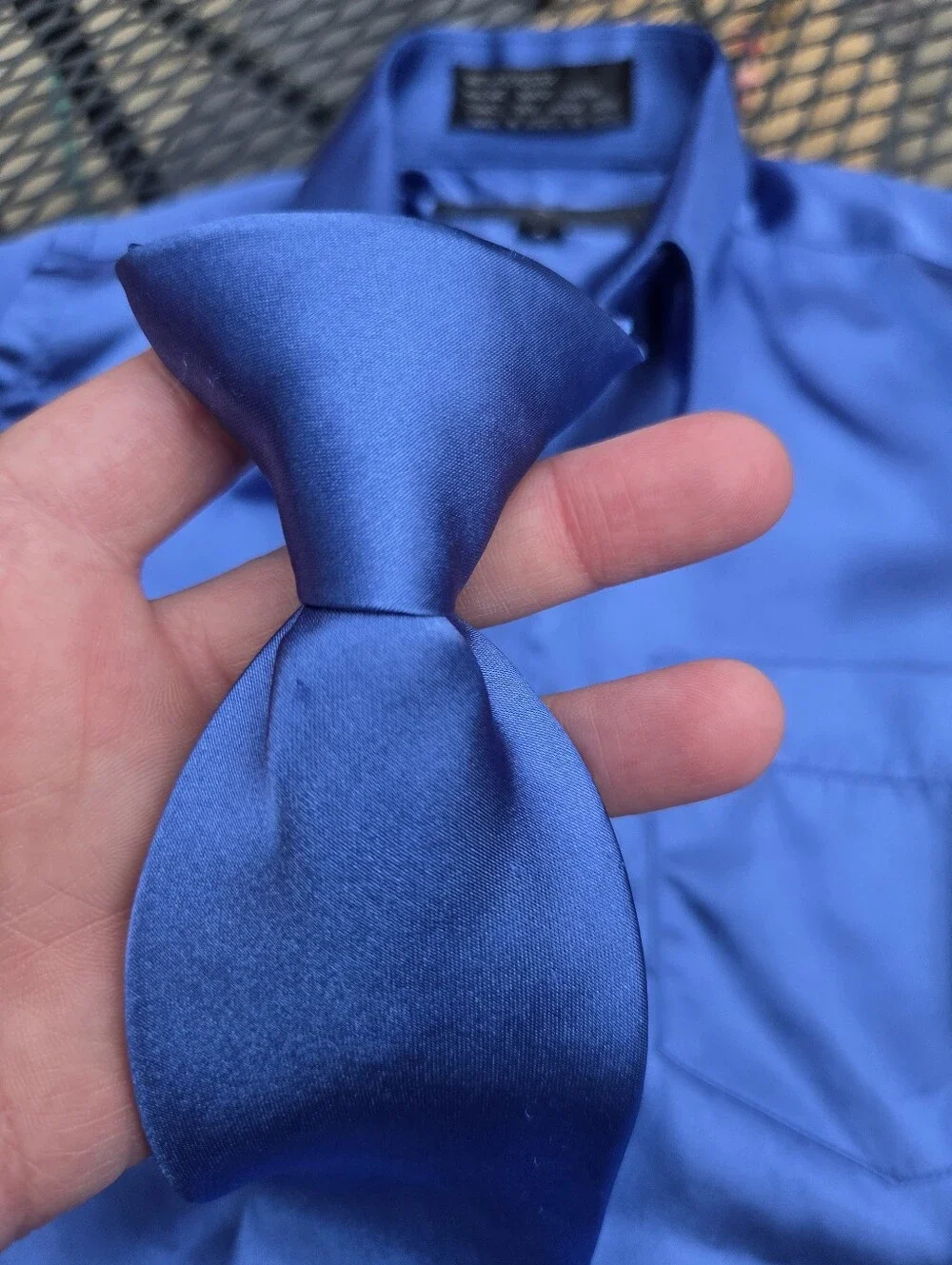 Daniel Ellissa Boy's Shiny Blue Satin Dress Shirt And Tie Set, Size:4